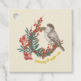 Frohe Weihnachts-Bird-Wreath Geschenkanhänger