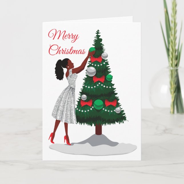 Frohe Weihnachts Black African American Woman Card Karte (Vorderseite)