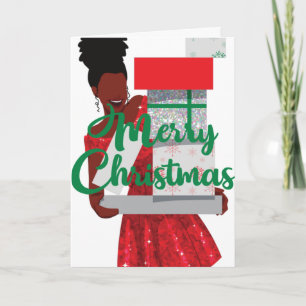 Frohe Weihnachts Black African American Woman Card Karte
