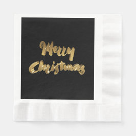 Frohe Weihnachts Black Gold Handwriting Typografie Serviette