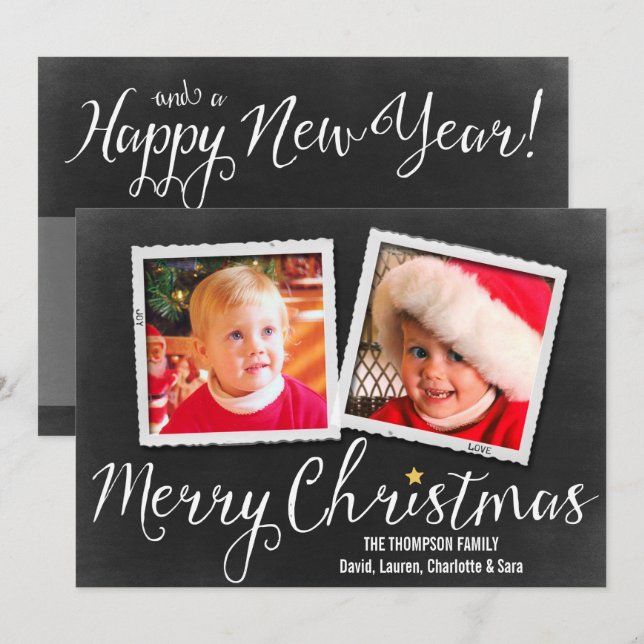 Frohe Weihnachts-Blackboard 2 Fotokarte Feiertagskarte (Vorne/Hinten)