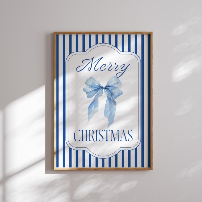 Frohe Weihnachts Blue Bow Poster (Von Creator hochgeladen)