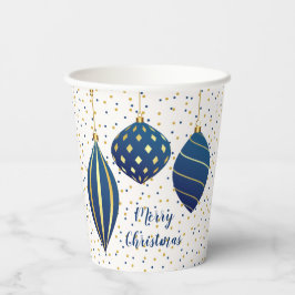 Frohe Weihnachts Blue Gold Ornaments Pappbecher