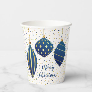 Frohe Weihnachts Blue Gold Ornaments Pappbecher