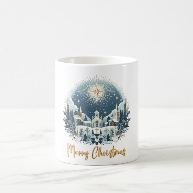 Frohe Weihnachts Blue & Gold Tasse (Mittel)