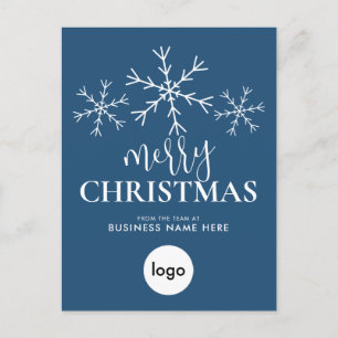 Frohe Weihnachts Blue Modern Logo Business Feiertagspostkarte