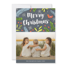 Frohe Weihnachts Blue Spruce Foto Urlaubskarte