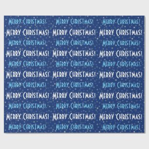 Frohe Weihnachts Blue Stars Geschenkpapier