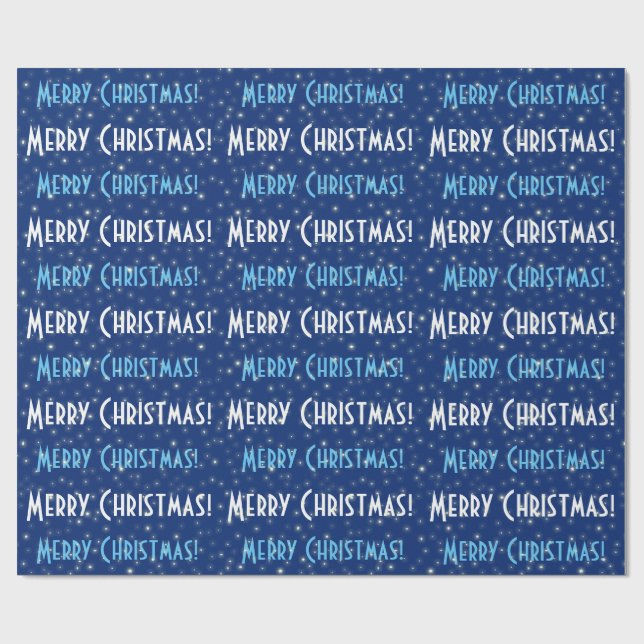 Frohe Weihnachts Blue Stars Geschenkpapier (Flach)