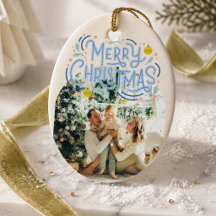 Frohe Weihnachts Blue Typografy Arched Foto