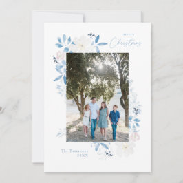 Frohe Weihnachts Blue Watercolor Blume Frame Light