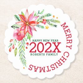 Frohe Weihnachts-Blume Bouquet Happy New Year Untersetzer