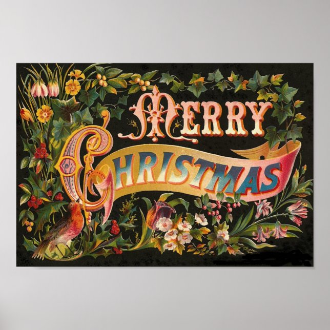 Frohe Weihnachts Blumengestalt Poster (Vorne)