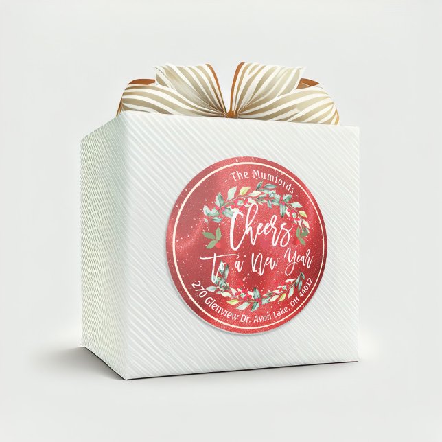 Frohe Weihnachts-Blumenrede ins neue Jahr Runder Aufkleber (Von Creator hochgeladen)