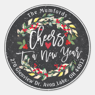 Frohe Weihnachts-Blumenrede ins neue Jahr Runder Aufkleber