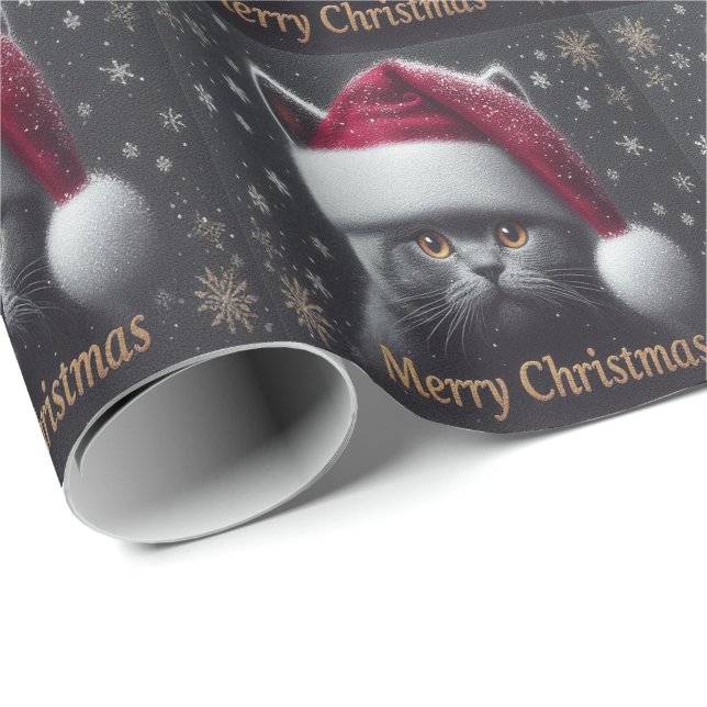 Frohe Weihnachts-Bombay-Katze, Weihnachtskatze Geschenkpapier (Rolleneckpunkt)