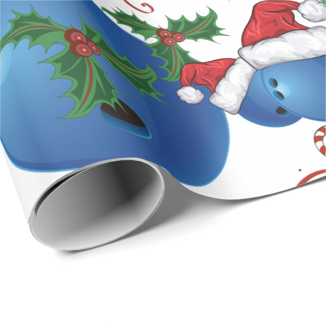 Frohe Weihnachts Bowling Ball Santa Geschenkpapier (Rolleneckpunkt)