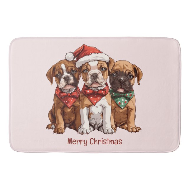 Frohe Weihnachts-Boxer-Hunde Badematte (Vorderseite)