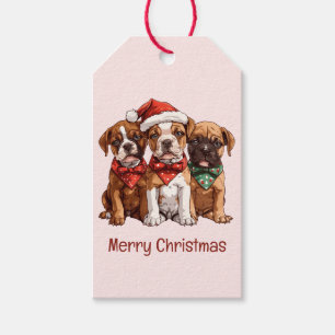 Frohe Weihnachts-Boxer-Hunde Geschenkanhänger