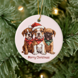 Frohe Weihnachts-Boxer-Hunde Keramik Ornament