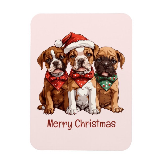Frohe Weihnachts-Boxer-Hunde Magnet (Vertikal)