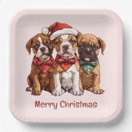 Frohe Weihnachts-Boxer-Hunde Pappteller