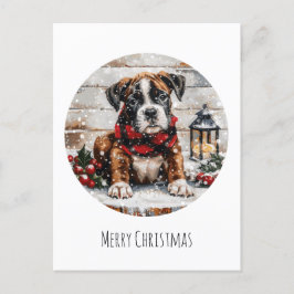 Frohe Weihnachts-Boxer-Welpe Feiertagspostkarte