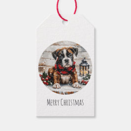 Frohe Weihnachts-Boxer-Welpe Geschenkanhänger