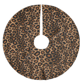 Frohe Weihnachts-Brauner Leopard-Tierdruck Polyester Weihnachtsbaumdecke
