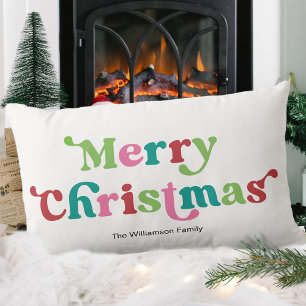 Frohe Weihnachts-Bright Holiday Typografie Lendenkissen