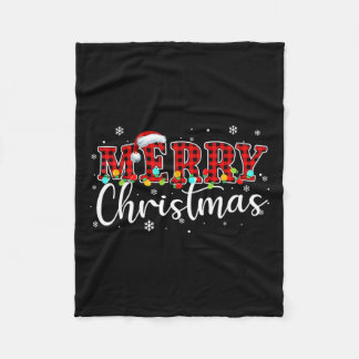 Frohe Weihnachts Buffalo Kariert Red Santa Family  Fleecedecke