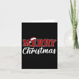 Frohe Weihnachts Buffalo Kariert Red Santa Family Karte