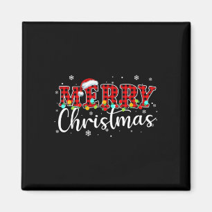 Frohe Weihnachts Buffalo Kariert Red Santa Family Magnet