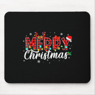 Frohe Weihnachts Buffalo Kariert Red Santa Family Mousepad