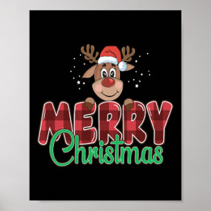 Frohe Weihnachts Buffalo Kariert Red Santa Reindee Poster