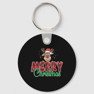 Frohe Weihnachts Buffalo Kariert Red Santa Reindee Schlüsselanhänger