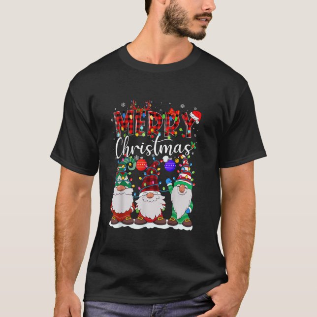 Frohe Weihnachts Buffalo Kariert Red Weihnachtsman T-Shirt (Vorderseite)