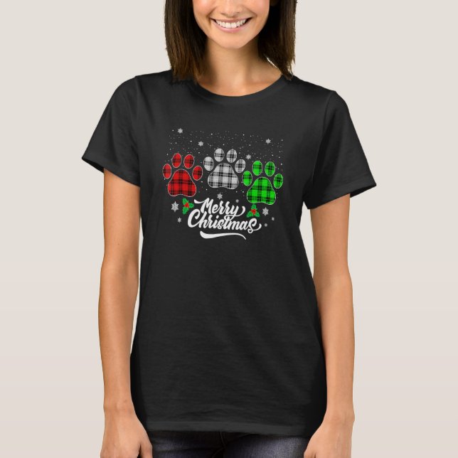 Frohe Weihnachts Buffalo Kariert Red White Green D T-Shirt (Vorderseite)