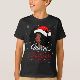 Frohe Weihnachts Buffalo Kariert Santa Afro Amerik T-Shirt