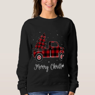 Frohe Weihnachts Buffalo Kariert Truck Tree Sweatshirt