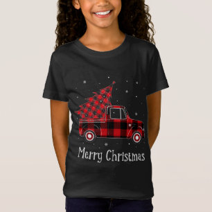 Frohe Weihnachts Buffalo Kariert Truck Tree T-Shirt