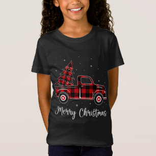 Frohe Weihnachts Buffalo Kariert Truck Tree T-Shirt