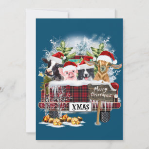 Frohe Weihnachts Buffalo Karierte Kühe Pig Collie Einladung