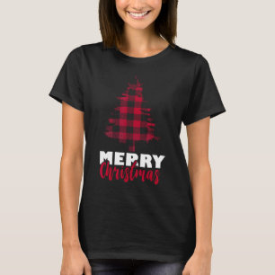 Frohe Weihnachts Buffalo Karierte Weihnachtsbaum W T-Shirt