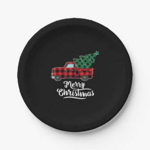 Frohe Weihnachts Buffalo Karierten Weihnachtsbaum Pappteller