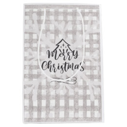 Frohe Weihnachts Buffalo Karo Geschenktasche Mittlere Geschenktüte