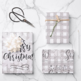 Frohe Weihnachts Buffalo Karo Wrapping Paper Set Geschenkpapier Set