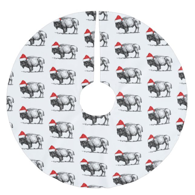 Frohe Weihnachts Buffalo Polyester Weihnachtsbaumdecke (Vorderseite)