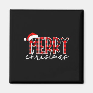 Frohe Weihnachts Buffalo Rote Karierte Weihnachtsm Magnet