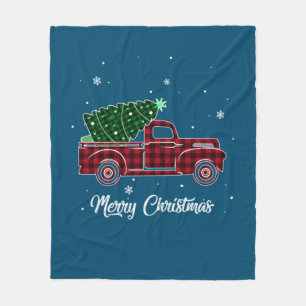 Frohe Weihnachts Buffalo Truck Tree Kariert für Fleecedecke